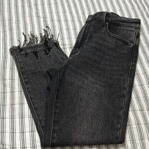 Dear John Black Frayed Hem Cropped Jeans